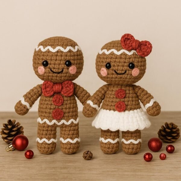 il_fullxfull.7455346558_eyl6.jpg Gingerbread Man & Woman Crochet Pattern | Christmas Amigurumi Ornament | Easy Gingerbread Couple PDF Tutorial