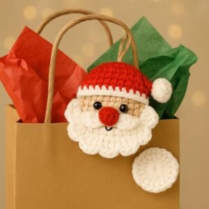 Christmas Santa Ornament Crochet Pattern, Simple Beginner Amigurumi Face Design, Holiday PDF Tutorial