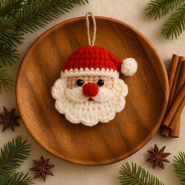 il_fullxfull.7465488381_gwjs.jpg Christmas Santa Ornament Crochet Pattern, Simple Beginner Amigurumi Face Design, Holiday PDF Tutorial