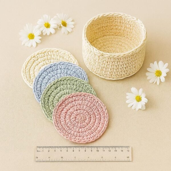 Crochet Coaster Pattern with Holder | Modern Coaster Set | 4 Stacking Coasters  | Instant Download PDF
