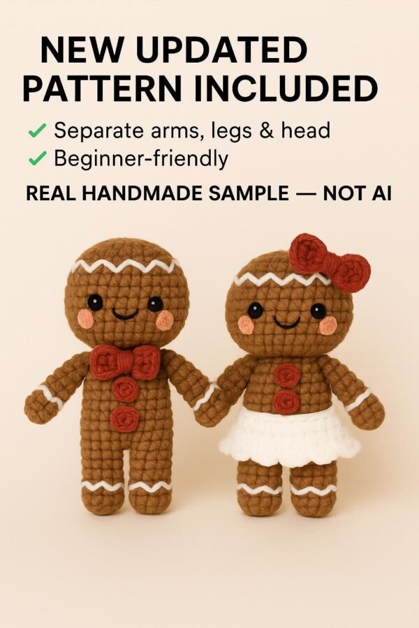 il_fullxfull.7471288168_sjfe.jpg Gingerbread Man & Woman Crochet Pattern | Easy Christmas Amigurumi Ornament | Gingerbread Couple
