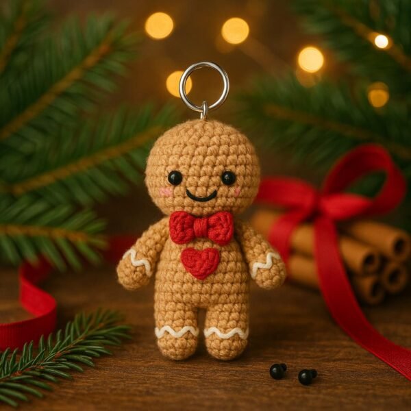 il_fullxfull.7472189588_ljdn.jpg Gingerbread Man Keychain Crochet Pattern PDF | Amigurumi Ornament Tutorial gingerbread