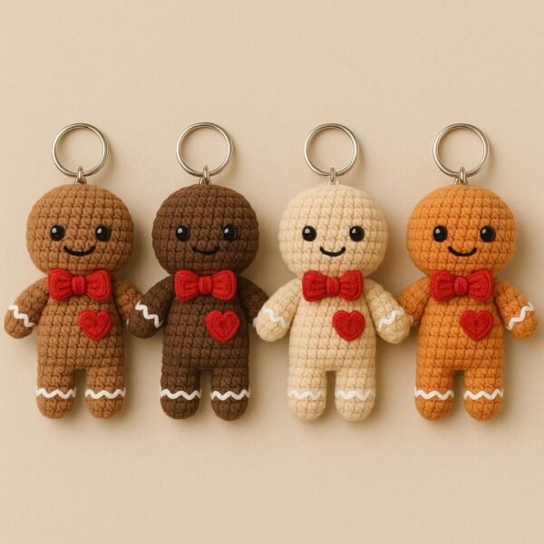 Gingerbread Man Keychain Crochet Pattern PDF | Amigurumi Ornament Tutorial gingerbread