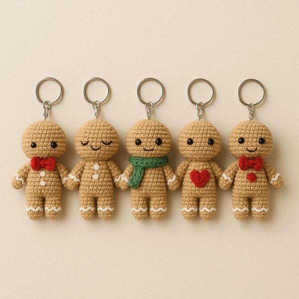 Gingerbread Man Keychain Crochet Pattern PDF | Amigurumi Ornament Tutorial gingerbread