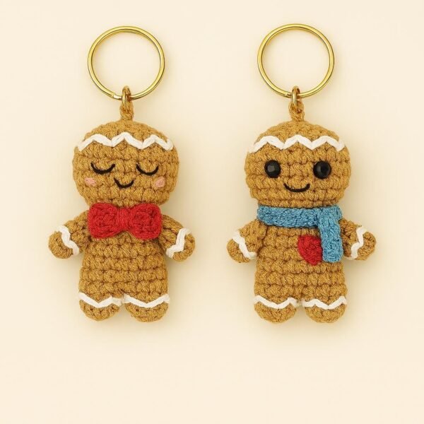 Gingerbread Man Keychain Crochet Pattern PDF | Amigurumi Ornament Tutorial gingerbread