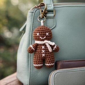 Gingerbread Man Keychain Crochet Pattern PDF • Christmas Amigurumi • Beginner Crochet Tutorial