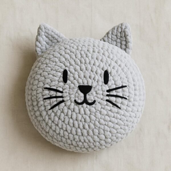 Crochet Cat Pillow Pattern | Chunky Chenille  Cushion Tutorial | Easy Amigurumi  Pattern