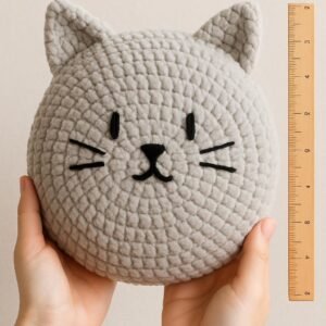 Crochet Cat Pillow Pattern | Chunky Chenille  Cushion Tutorial | Easy Amigurumi  Pattern