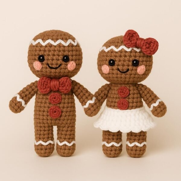 il_fullxfull.7495756495_ak3g.jpg Gingerbread Man & Woman Crochet Pattern | Christmas Amigurumi Ornament | Easy Gingerbread Couple PDF Tutorial