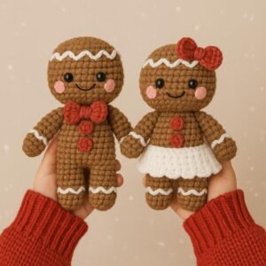 Gingerbread Man & Woman Crochet Pattern | Easy Christmas Amigurumi Ornament | Gingerbread Couple