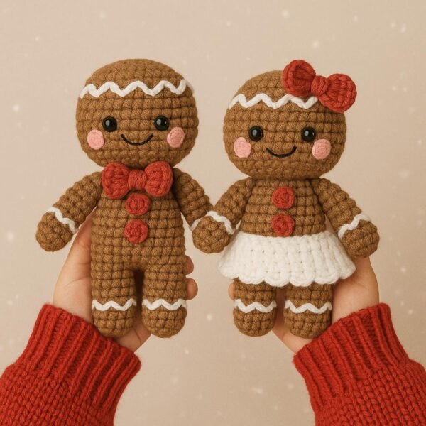 Gingerbread Man & Woman Crochet Pattern | Easy Christmas Amigurumi Ornament | Gingerbread Couple