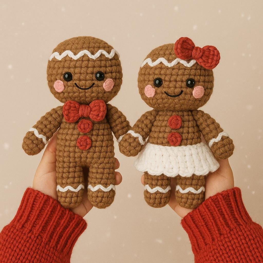 Gingerbread Man & Woman Crochet Pattern | Easy Christmas Amigurumi Ornament | Gingerbread Couple