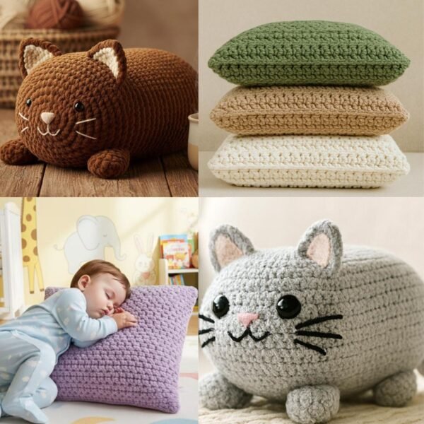 Crochet Pillow Pattern Bundle | Chonky Loaf Cat Plush + Chunky Cushion Cover | PDF Patterns