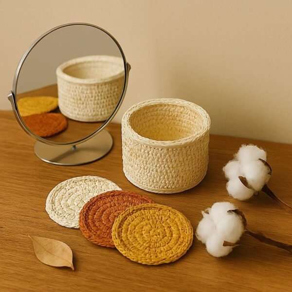 Crochet Coaster Pattern with Holder | Modern Coaster Set | 4 Stacking Coasters  | Instant Download PDF