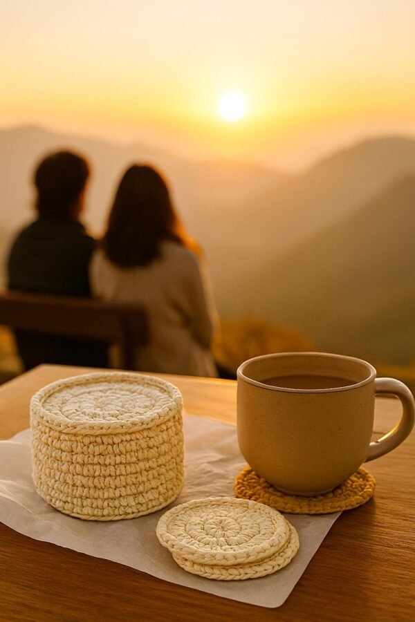 Crochet Coaster Pattern with Holder | Modern Coaster Set | 4 Stacking Coasters  | Instant Download PDF