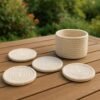 Crochet Coaster Pattern with Holder | Modern Coaster Set | 4 Stacking Coasters  | Instant Download PDF