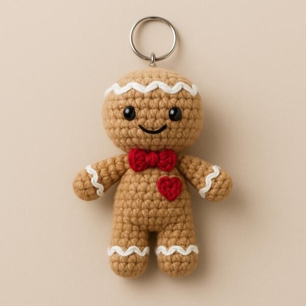 Gingerbread Man Keychain Crochet Pattern PDF | Amigurumi Ornament Tutorial gingerbread