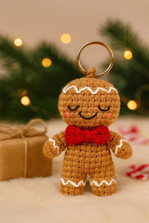 Gingerbread Man Keychain Crochet Pattern PDF | Amigurumi Ornament Tutorial gingerbread