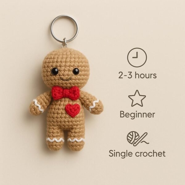 Gingerbread Man Keychain Crochet Pattern PDF | Amigurumi Ornament Tutorial gingerbread
