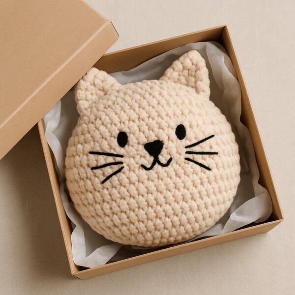 Crochet Cat Pillow Pattern | Chunky Chenille  Cushion Tutorial | Easy Amigurumi  Pattern