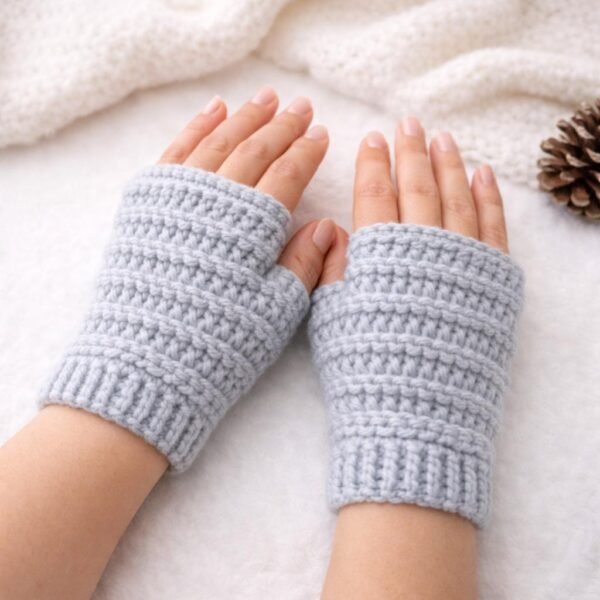 Chunky Ridge Fingerless Gloves Crochet Pattern PDF | Bulky Yarn Wrist Warmers