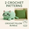 Crochet Pillow Pattern Bundle | Chonky Loaf Cat Plush + Chunky Cushion Cover | PDF Patterns