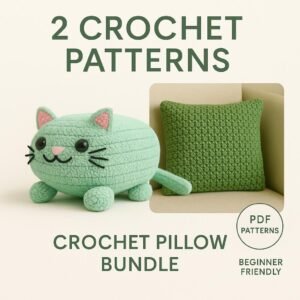 Crochet Pillow Pattern Bundle | Chonky Loaf Cat Plush + Chunky Cushion Cover | PDF Patterns