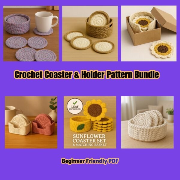 il_fullxfull.7552504090_7am2.jpg Crochet Coaster & Holder Patterns | Beginner Friendly Bundle (PDF)