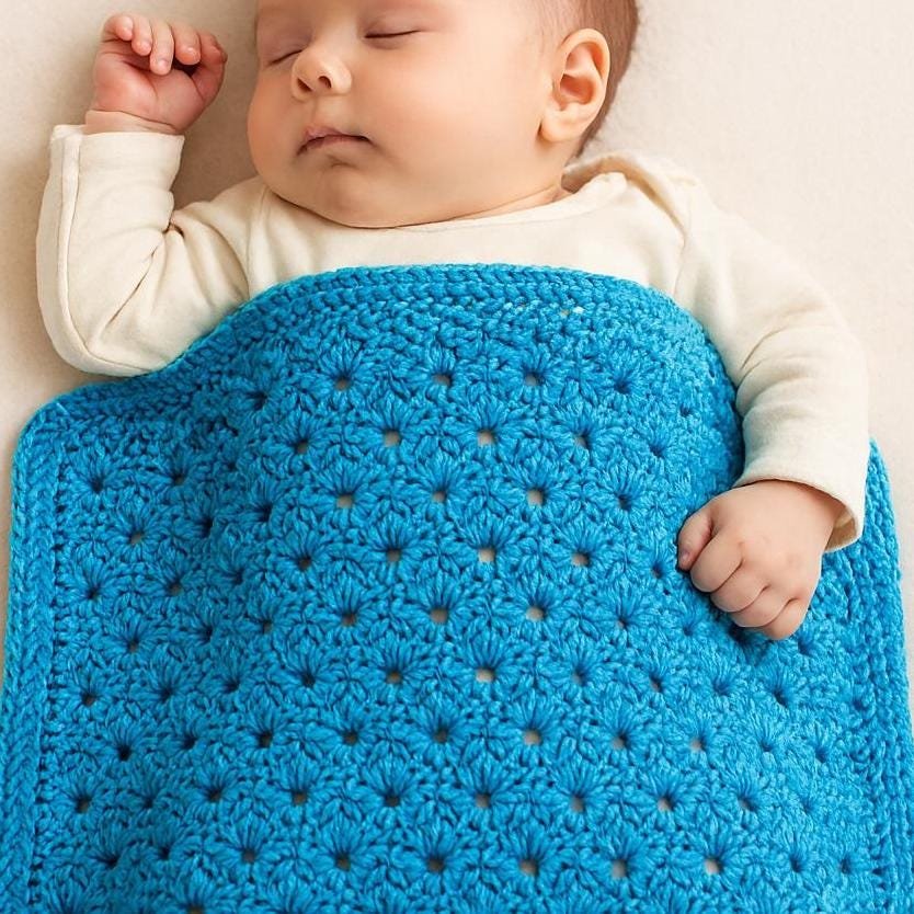 Shell Stitch Baby Blanket Crochet Pattern PDF | Easy Crochet  | Beginner | Instant Download