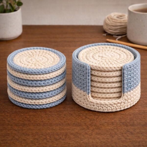 Crochet Coaster Holder Pattern, Round Coasters PDF, Beginner Modern Decor (Digital Download)