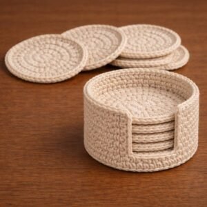 il_fullxfull.7563084508_9p5p.jpg Coaster Holder Crochet Pattern PDF | Minimal Round Coasters & Holder | Beginner Friendly Modern Home Decor