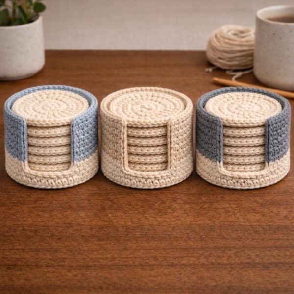 Crochet Coaster Holder Pattern, Round Coasters PDF, Beginner Modern Decor (Digital Download)