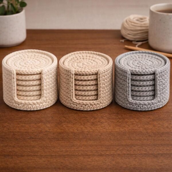 Crochet Coaster Holder Pattern, Round Coasters PDF, Beginner Modern Decor (Digital Download)