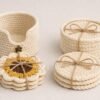 Crochet Coaster & Holder Bundle Pattern | Sunflower Coasters + Minimal Round Coasters | Beginner Friendly PDF Download