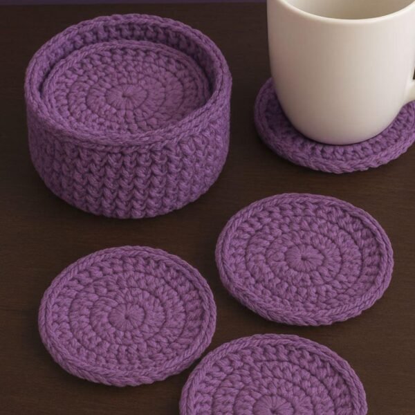 Crochet Coaster & Holder Bundle Pattern | Sunflower Coasters + Minimal Round Coasters | Beginner Friendly PDF Download