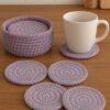 Crochet Coaster & Holder Bundle Pattern | Sunflower Coasters + Minimal Round Coasters | Beginner Friendly PDF Download
