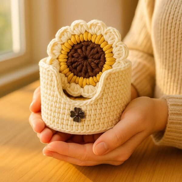 Crochet Coaster & Holder Bundle Pattern | Sunflower Coasters + Minimal Round Coasters | Beginner Friendly PDF Download
