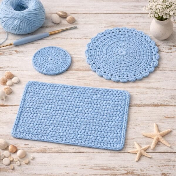 Crochet Table Set Pattern for Beginners | Placemat Coaster Centerpiece