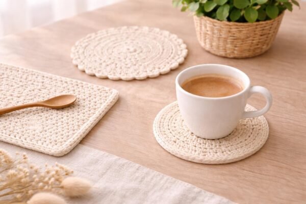 Crochet Table Set Pattern for Beginners | Placemat Coaster Centerpiece