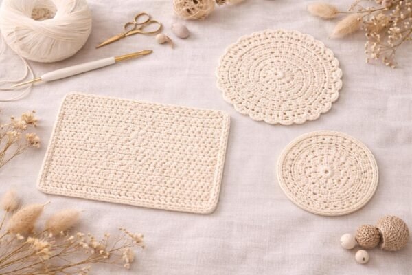 Crochet Table Set Pattern for Beginners | Placemat Coaster Centerpiece