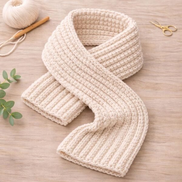 Chunky Ribbed Crochet Scarf Pattern | Easy Beginner BLO (PDF)