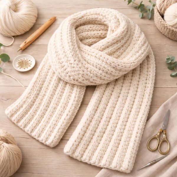 Chunky Ribbed Crochet Scarf Pattern | Easy Beginner BLO (PDF)