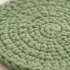 Green Crochet Coaster Set with Holder Pattern – Beginner Friendly Round Coasters + Finger Hole Holder