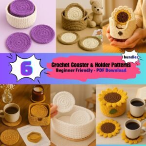 Crochet Coaster & Holder Patterns | Beginner Friendly Bundle (PDF)
