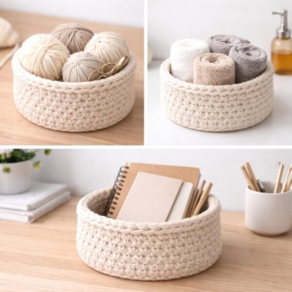 Chunky Crochet Basket Pattern | Easy Beginner Storage (PDF)