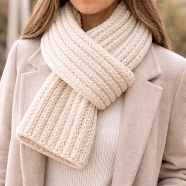 Chunky Ribbed Crochet Scarf Pattern | Easy Beginner BLO (PDF)
