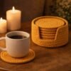il_fullxfull.7624259232_1n17.jpg Golden Coaster & Holder Crochet Pattern | Beginner Friendly | 10 Coasters | PDF Download