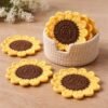 Sunflower Coaster Crochet Pattern | Cozy Set with Dip Holder (PDF)