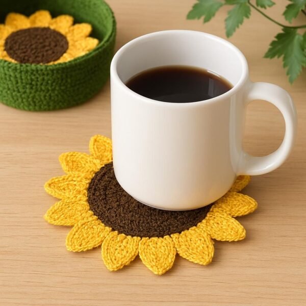 Sunflower Coaster Crochet Pattern | Beginner Friendly (PDF Pattern)
