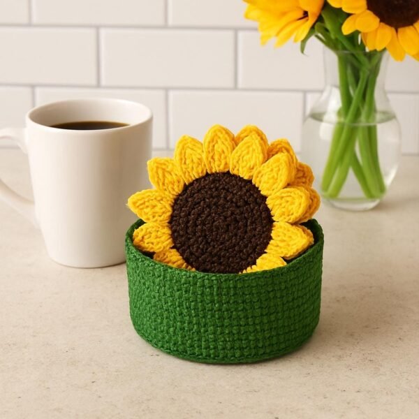 Sunflower Coaster Crochet Pattern | Beginner Friendly (PDF Pattern)